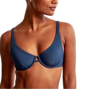 Abercrombie & Fitch Apex Bikini Top in Navy Ribbed